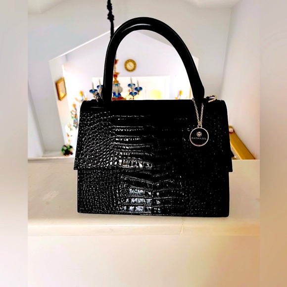 NWT Authentic Matmazel design black snake skin leather hand bag . - Picture 2 of 8